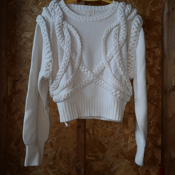 Ronny Kobo Collection Sweaters - Ronny Kobo Yeva Knit Sweater Braided Cable Details Cashmere Wool Blend